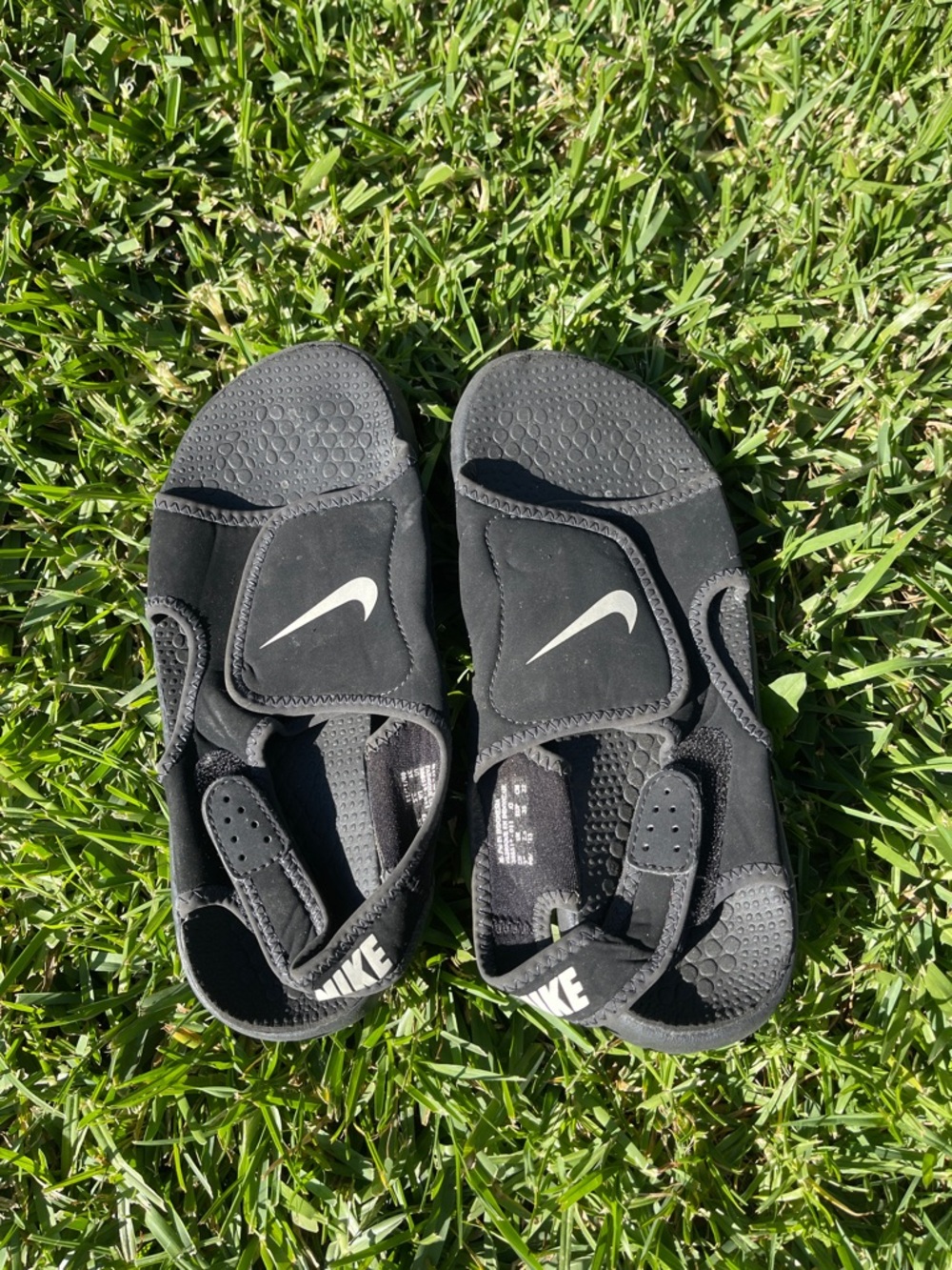 Nike Black Adjustable Kids' Slide Sandals with White Swoosh